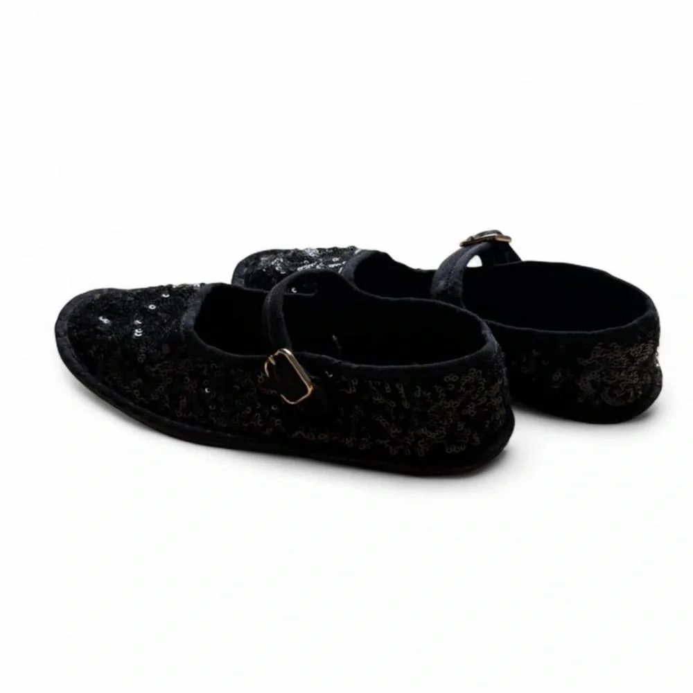 Zara Girls Sequin Mary Jane Flats EU 32 US 1 Party Holiday Sparkle Shoes